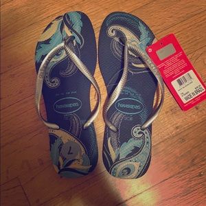 Havaianas flip flops blue sz 37-38, us 7/8 NWT
